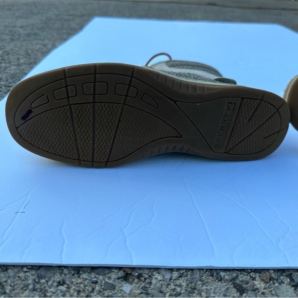 Sperry Hikerfish Women's Linen Leather Sparkle Suede Boots 7M Tan Gold - Picture 5 of 7